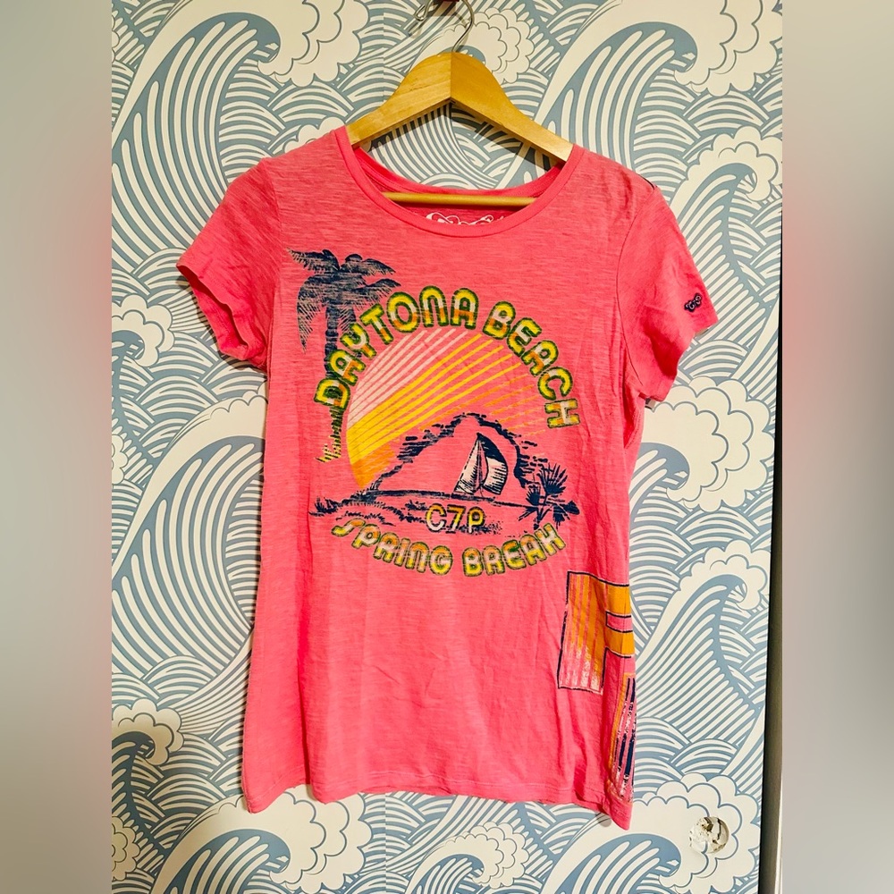 Chip & Pepper Graphic Tee Daytona Beach in Vibrant Pink